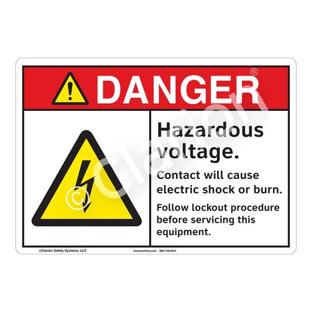 Danger Hazardous Voltage Sign (F1150-)|Weather Tuff Aluminum 14" X 10" with Corner Mounting Holes|ANSI Signs|Sign for Warehouses, Manufacturing, Factories, Construction Area, Workplace, Laboratory
